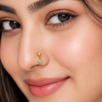 925 Sterling Silver Yellow Plated Dangling Round CZ Screw Back Nose Pin for Women