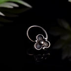 Vintage Tribal Floral Nose Pin 925 Sterling Silver Oxidized