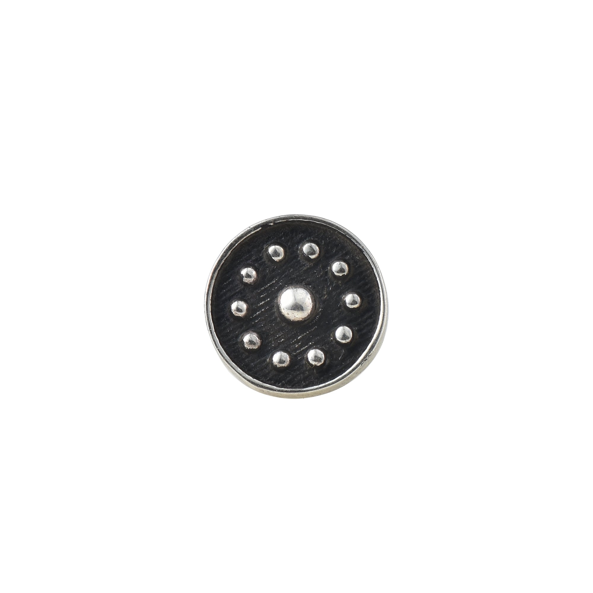 Dotted Tribal Round Nose Pin 925 Sterling Silver Oxidized
