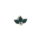 Teal Green Petal Enamel Floral Nose Pin 925 Sterling Silver