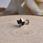 Teal Green Petal Enamel Floral Nose Pin 925 Sterling Silver