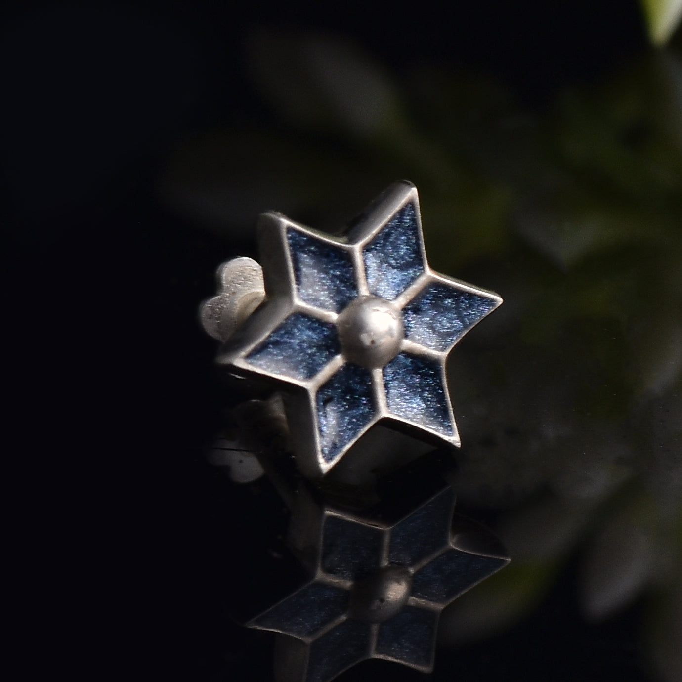 Blue Star Enamel Star Nose Pin 925 Sterling Silver