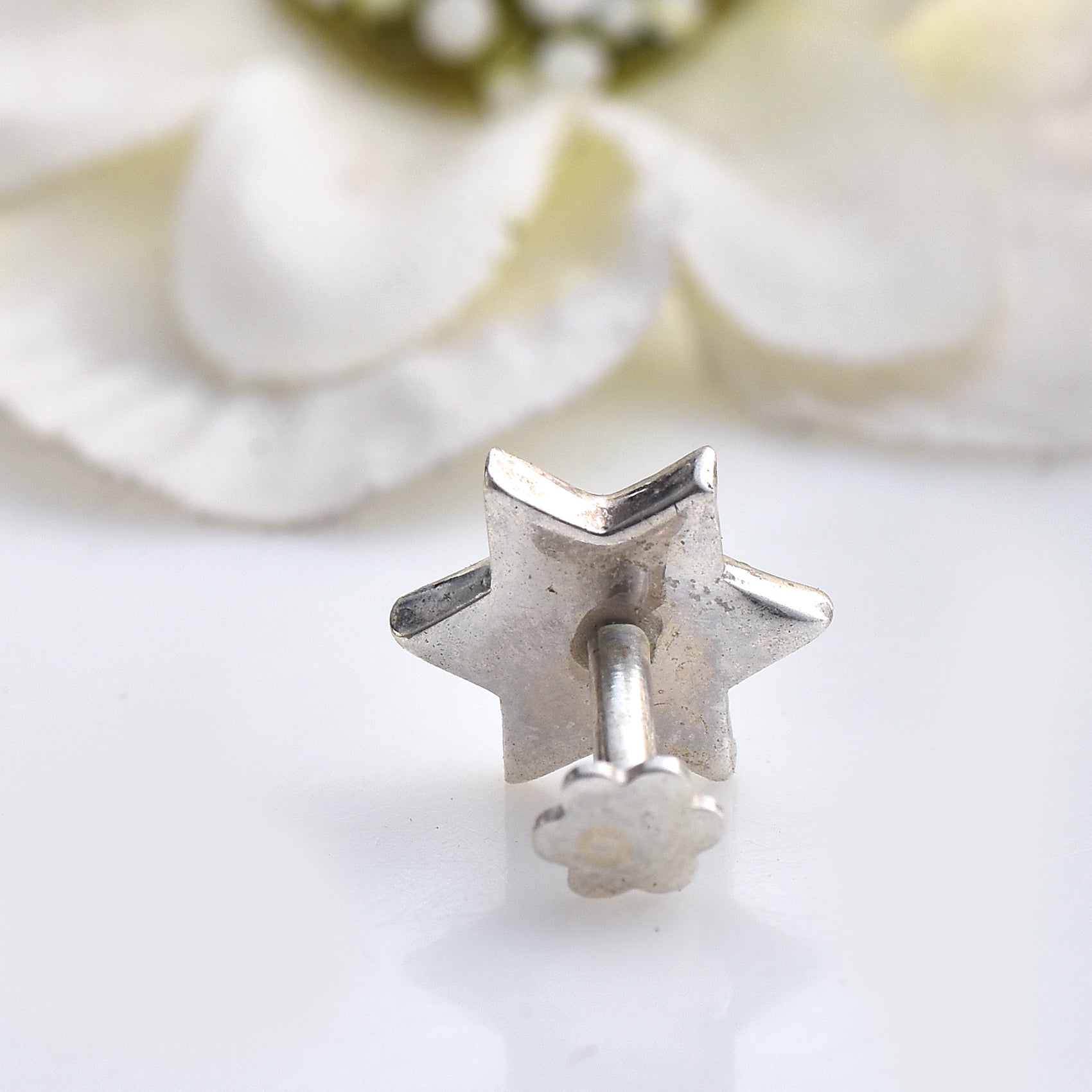 Enamel Red & Blue Star Nose Pin 925 Sterling Silver