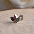 Enamel Multicolor Three-Petal Floral Nose Pin 925 Sterling Silver