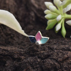 Enamel Multicolor Three-Petal Floral Nose Pin 925 Sterling Silver