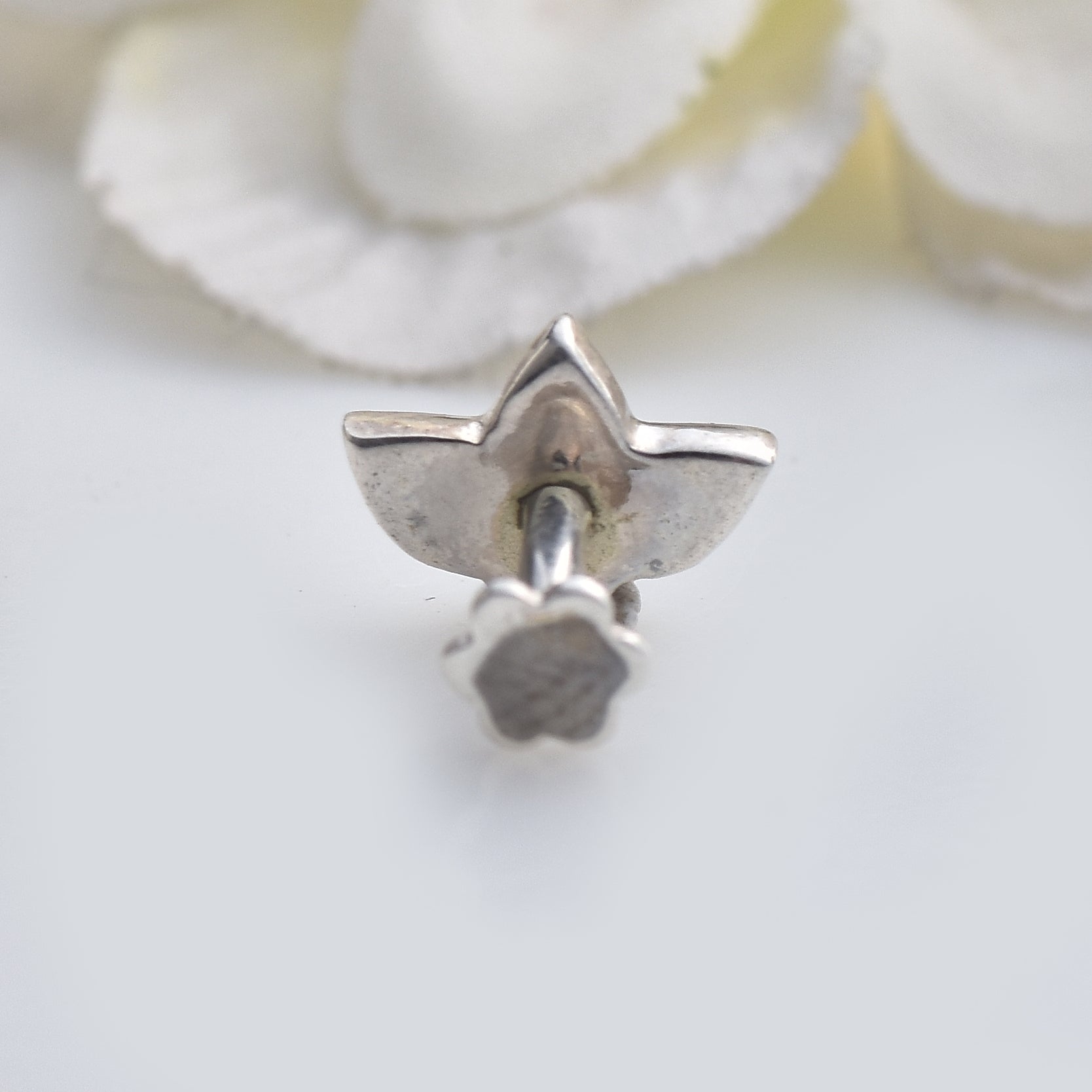 Enamel Multicolor Three-Petal Floral Nose Pin 925 Sterling Silver