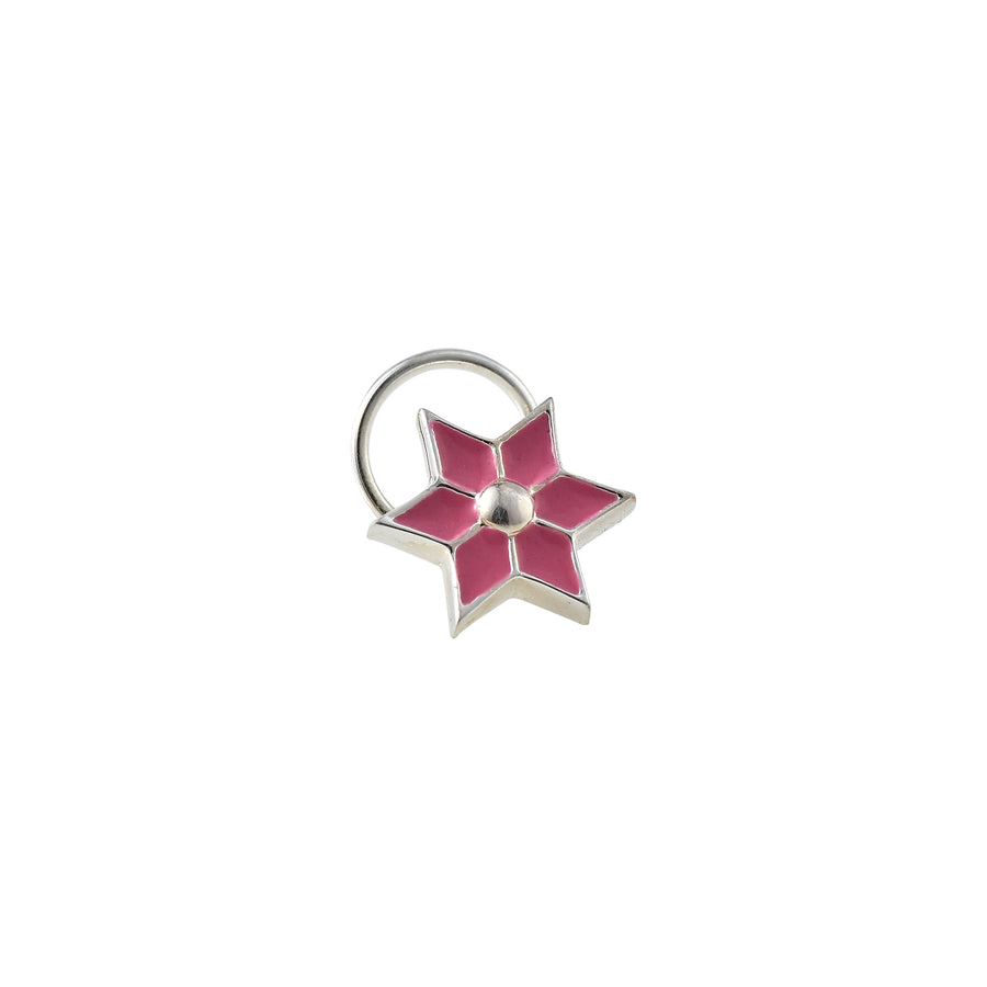 Pink Enamel Flower Star Nose Pin – 925 Sterling Silver