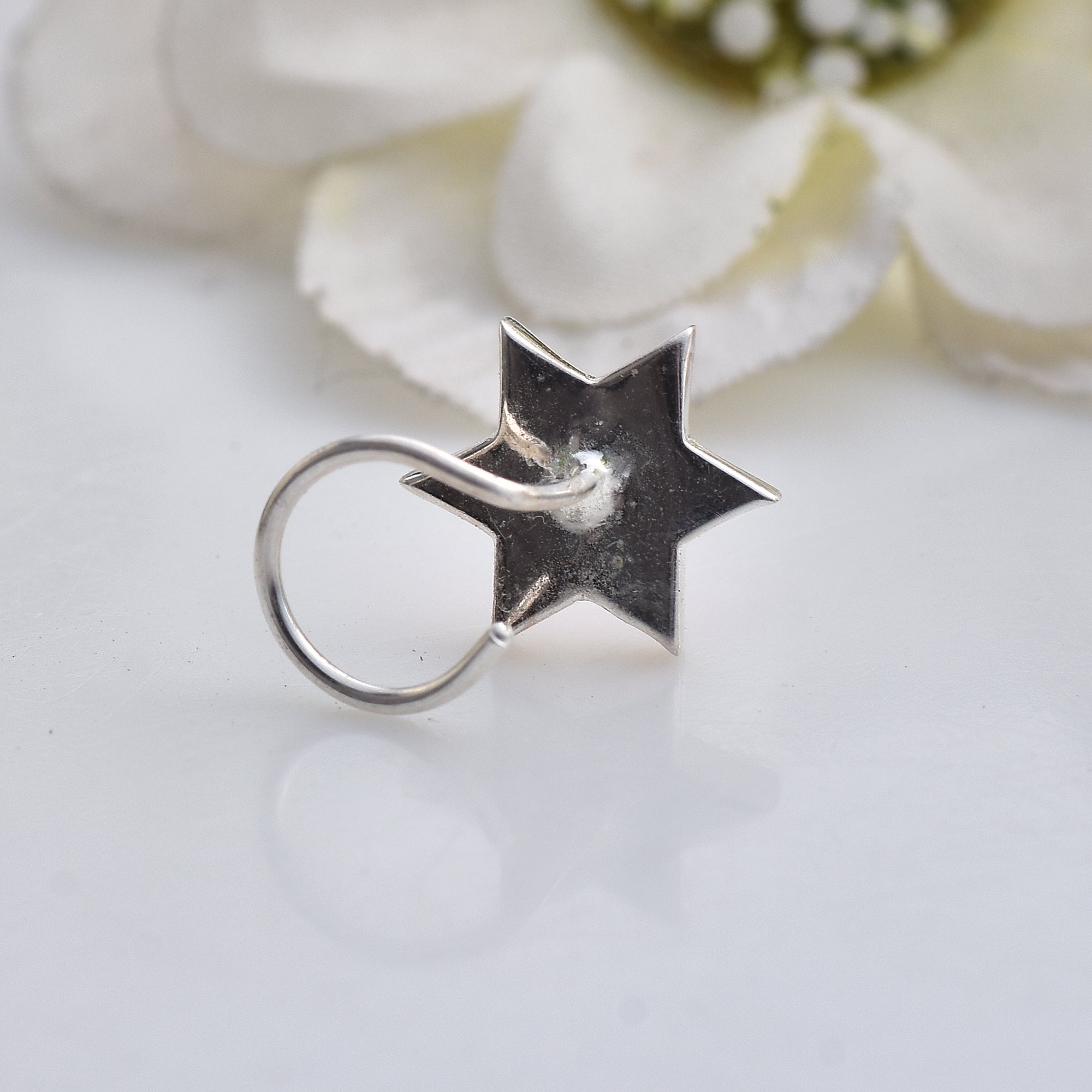 Enamel Pink Floral Star Nose Pin 925 Sterling Silver