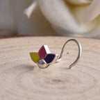 Enamel Multicolor Three-Petal Floral Nose Pin 925 Sterling Silver