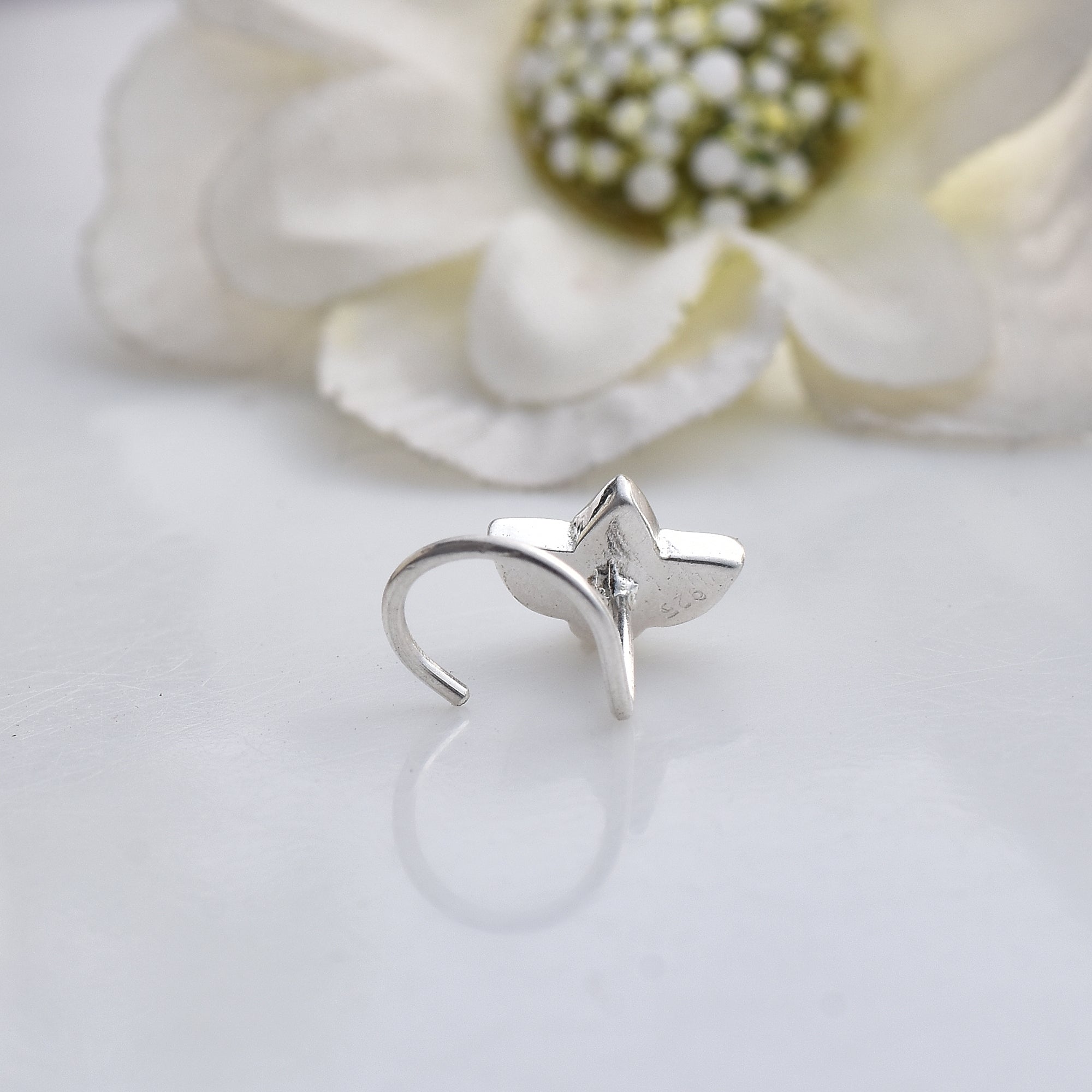 Enamel Multicolor Three-Petal Floral Nose Pin 925 Sterling Silver