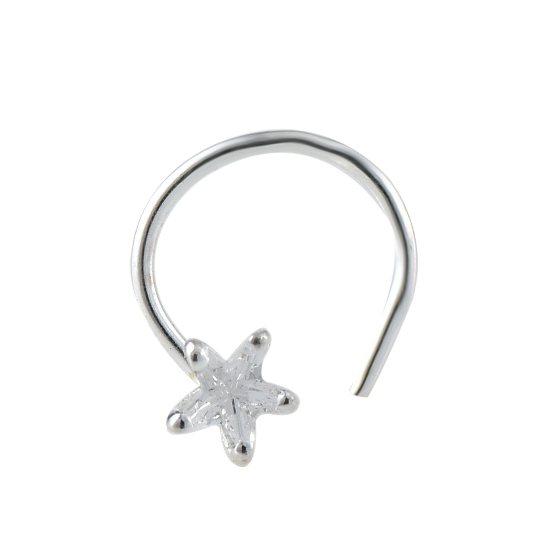 Textured Five-Point Star Nose Pin – 925 Sterling Silver