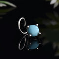 Round Larimar Nose Pin 925 Sterling Silver