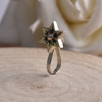 Black & Cream Floral Star Nose Pin 925 Sterling Silver