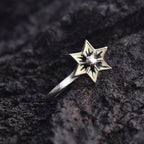 Black & Cream Floral Star Nose Pin 925 Sterling Silver