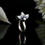 Blue Three-Petal Floral Nose Pin 925 Sterling Silver