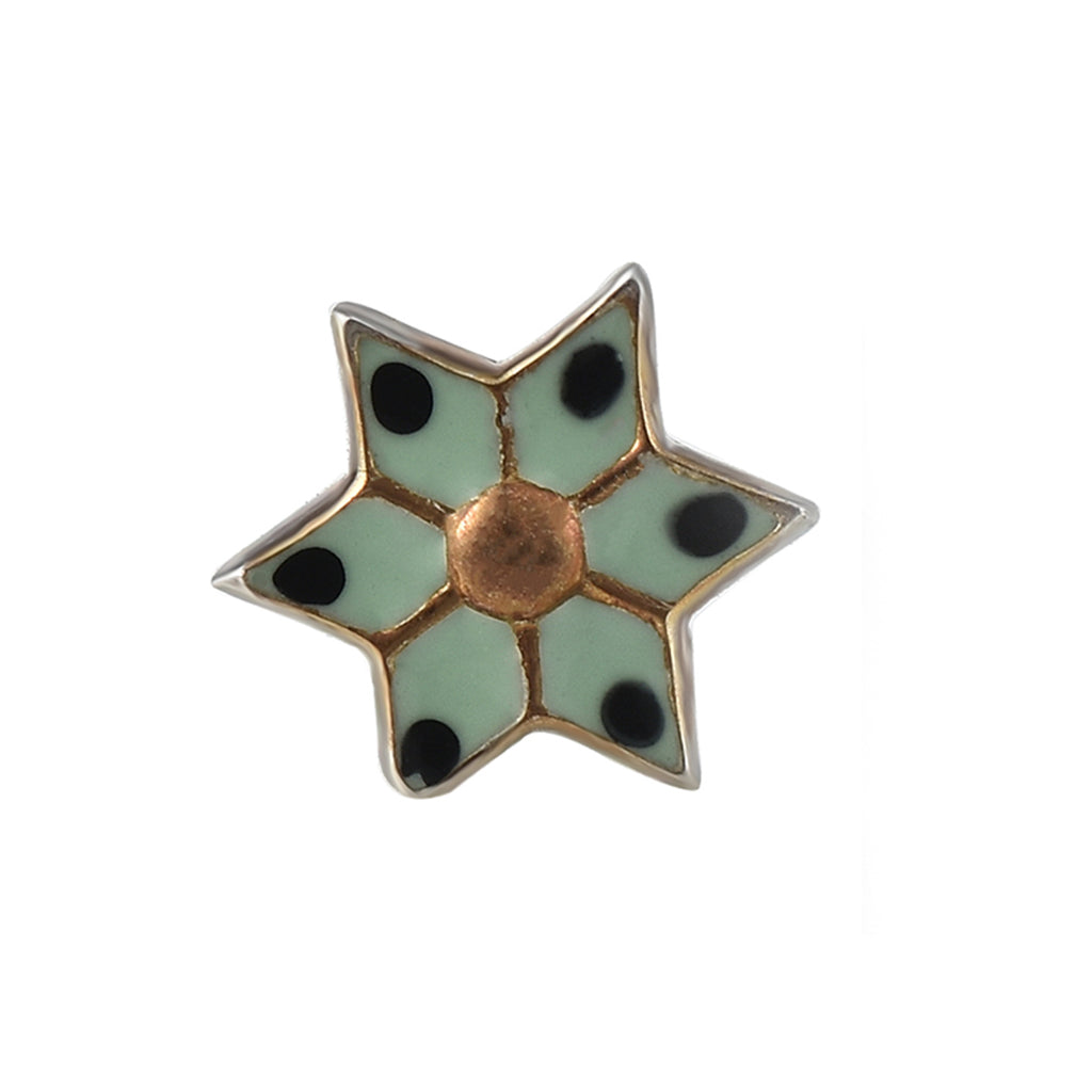 Mint Green & Black Polka Star Nose Pin 925 Sterling Silver