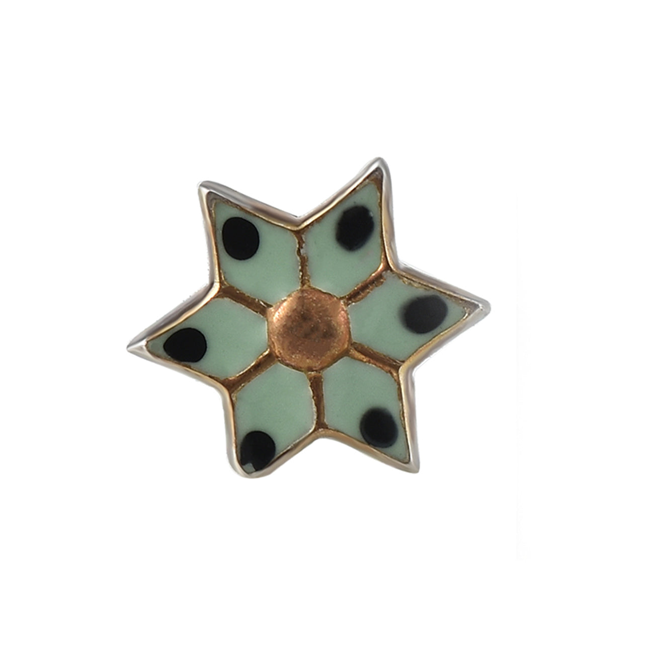 Mint Green & Black Polka Star Nose Pin 925 Sterling Silver
