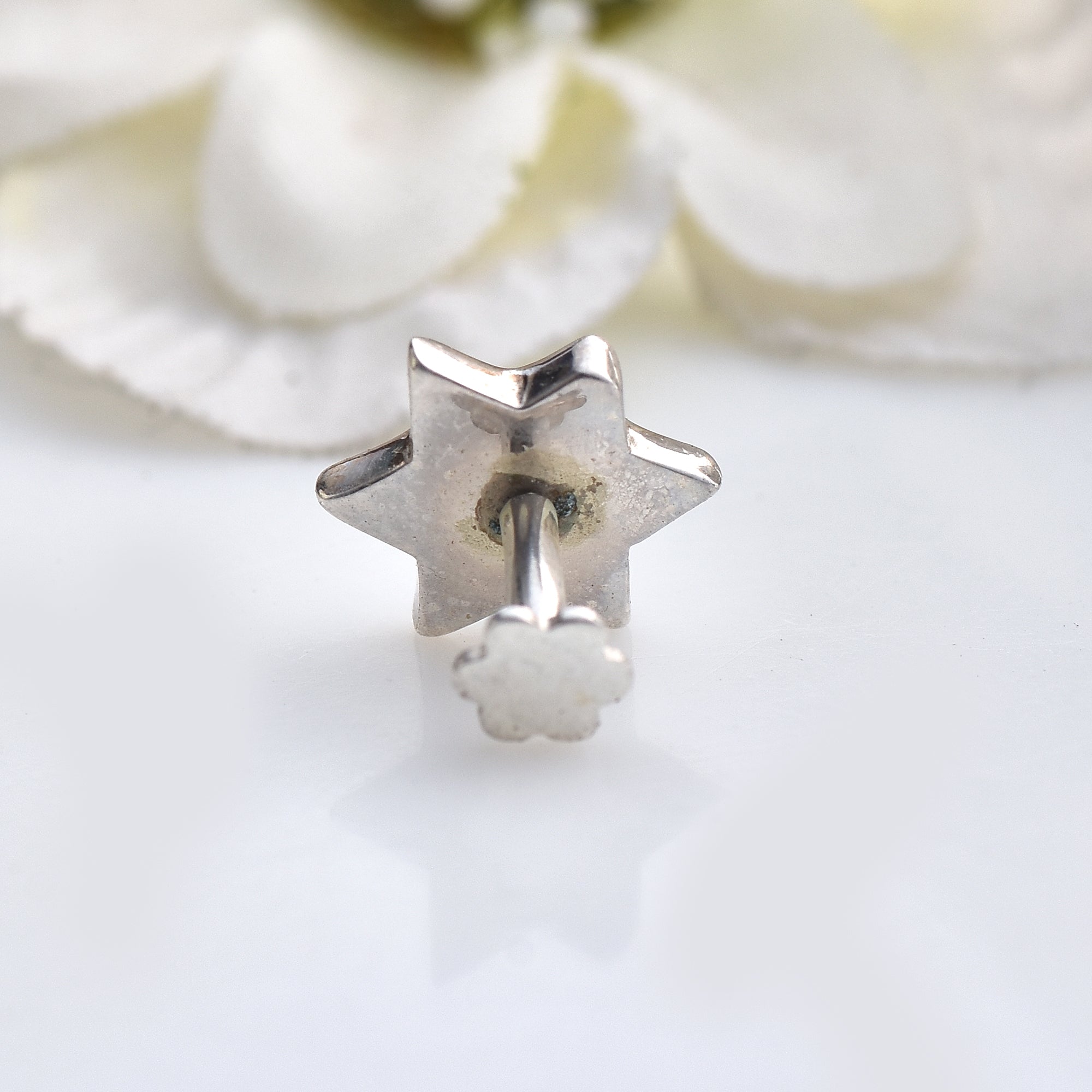 Mint Green & Black Polka Star Nose Pin 925 Sterling Silver