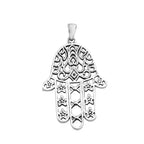Hamsa Hand Filigree Star & Heart Necklace 925 Sterling Silver