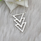 Geometric Triple Triangle Pendant Necklace 925 Sterling Silver