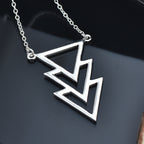 Geometric Triple Triangle Pendant Necklace 925 Sterling Silver