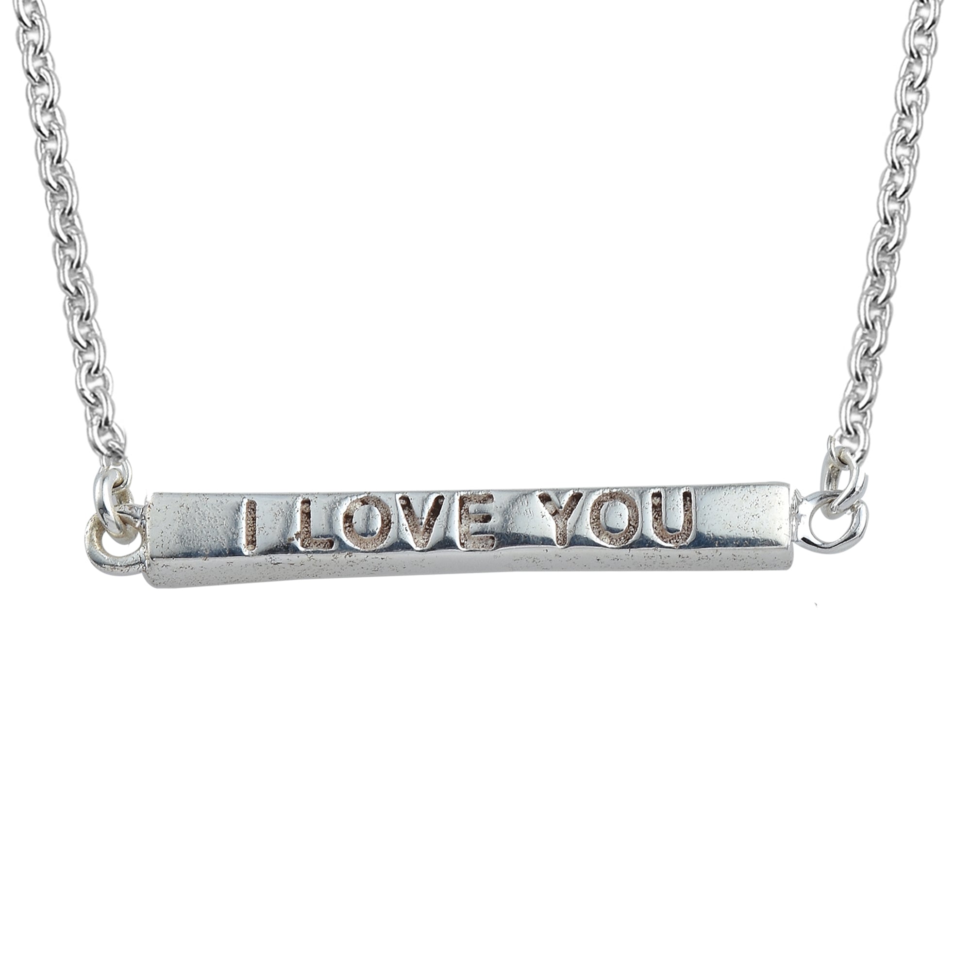 "I Love You" Bar Pendant Necklace 925 Sterling Silver