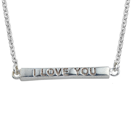 I Love You Bar Pendant Necklace – 925 Sterling Silver