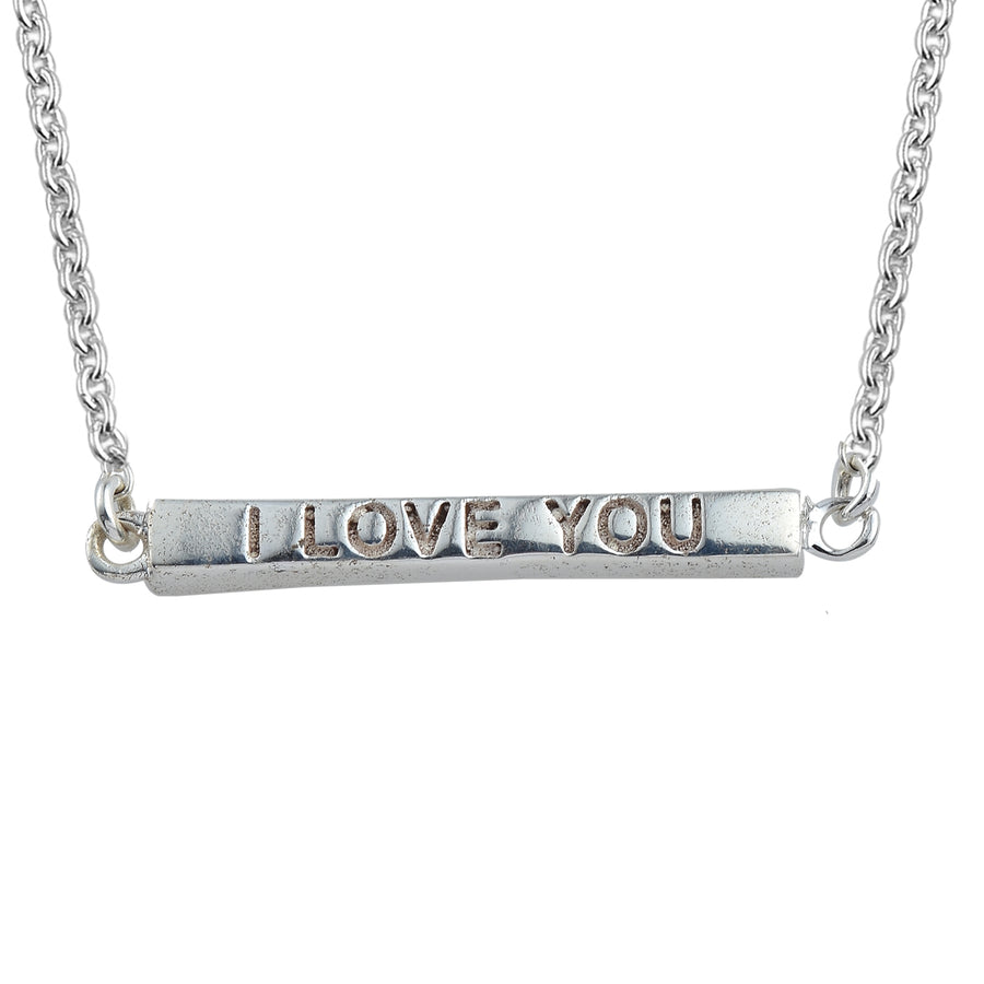 I Love You Bar Pendant Necklace – 925 Sterling Silver