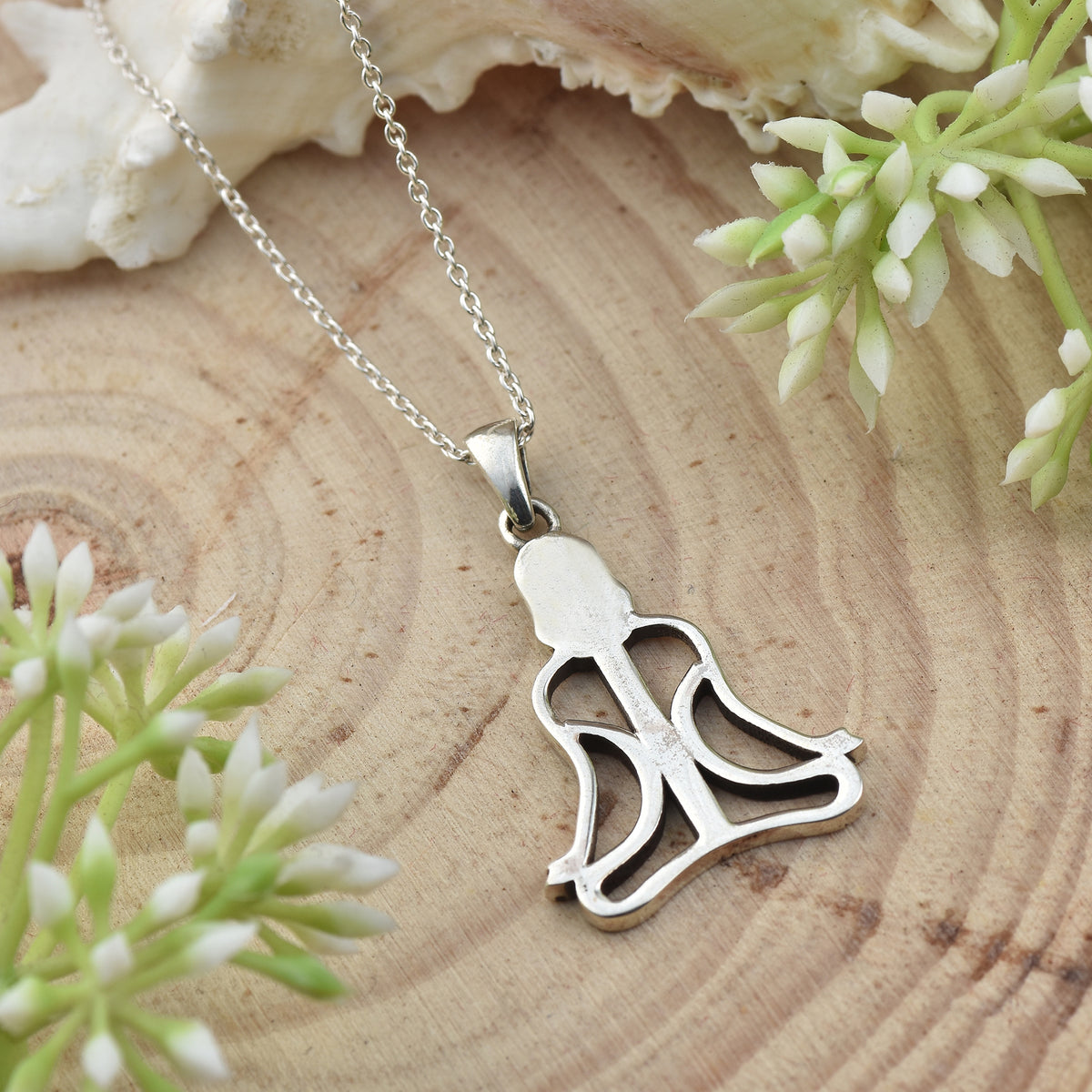 Meditating Yoga Pose Pendant Necklace – 925 Sterling Silver