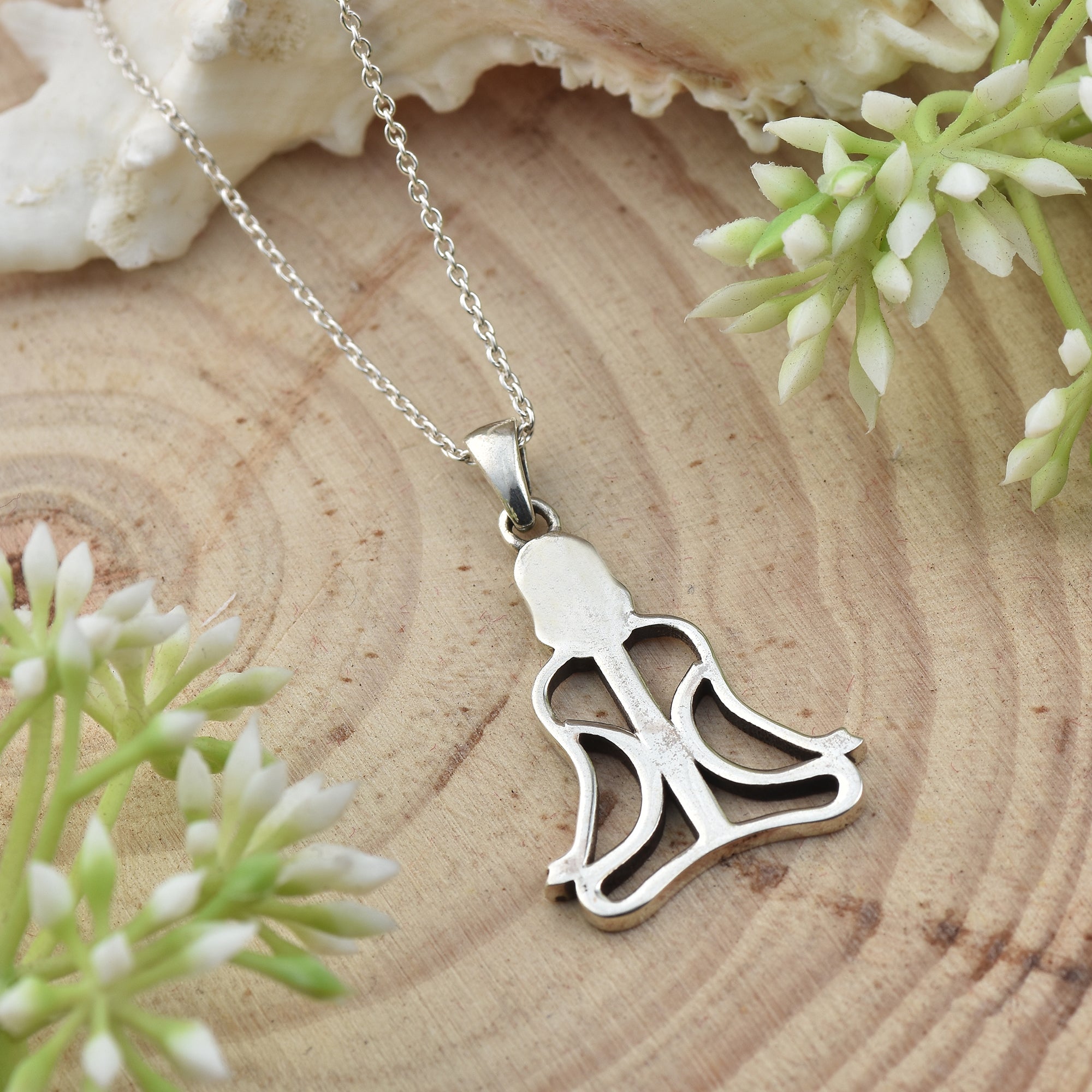 Yoga Meditation Pose Pendant Necklace 925 Sterling Silver