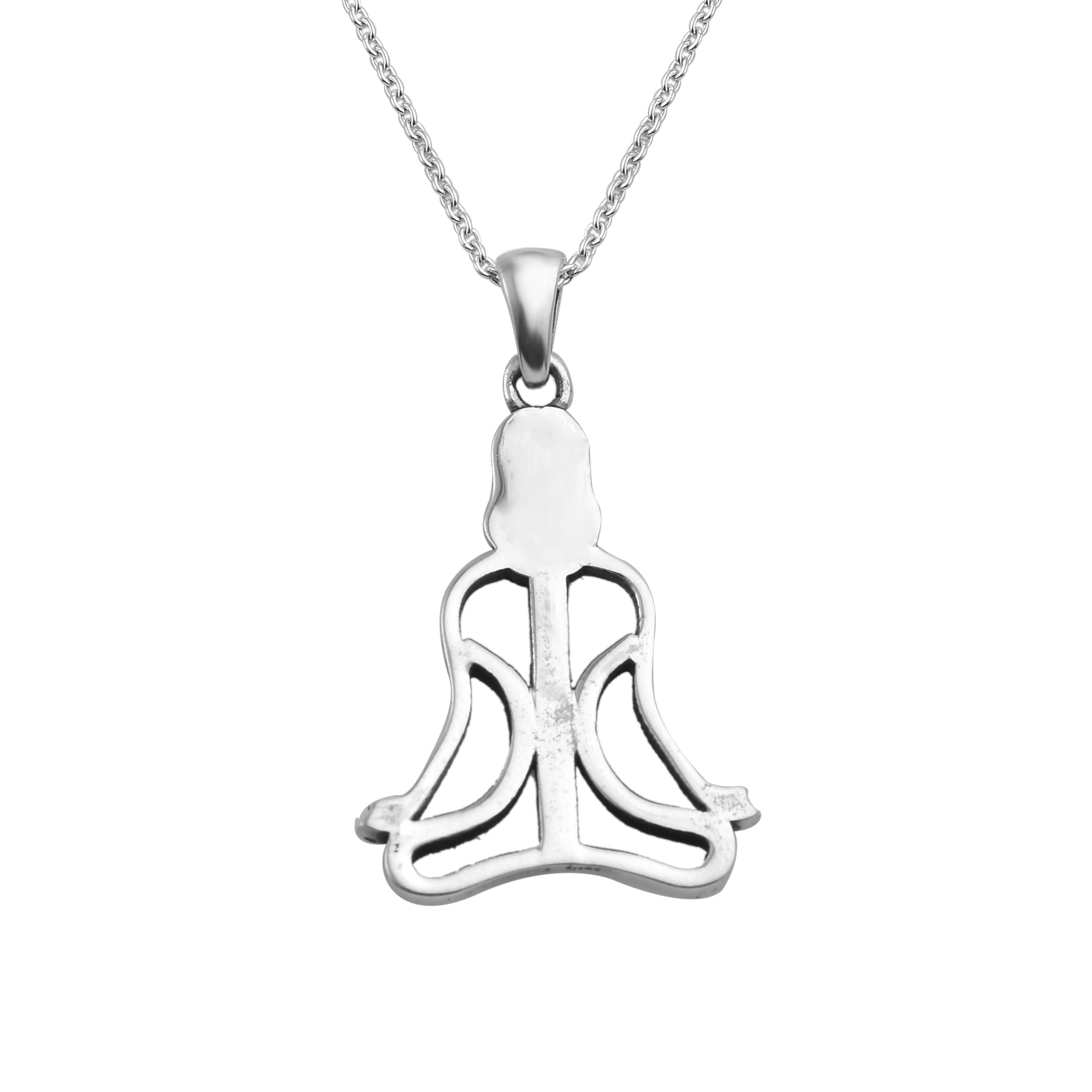 Yoga Meditation Pose Pendant Necklace 925 Sterling Silver