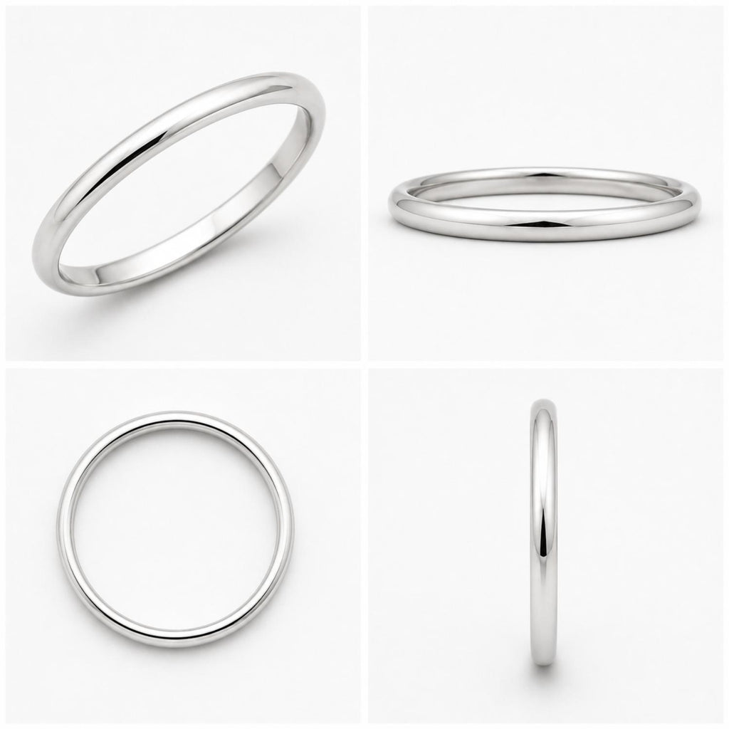 925 Sterling Silver Classic Smooth Plain Band Ring