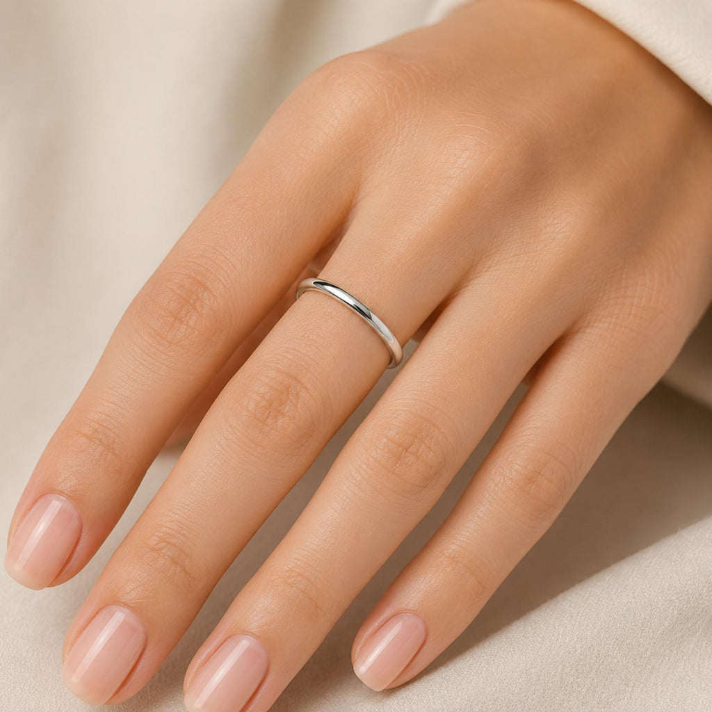 925 Sterling Silver Classic Smooth Plain Band Ring