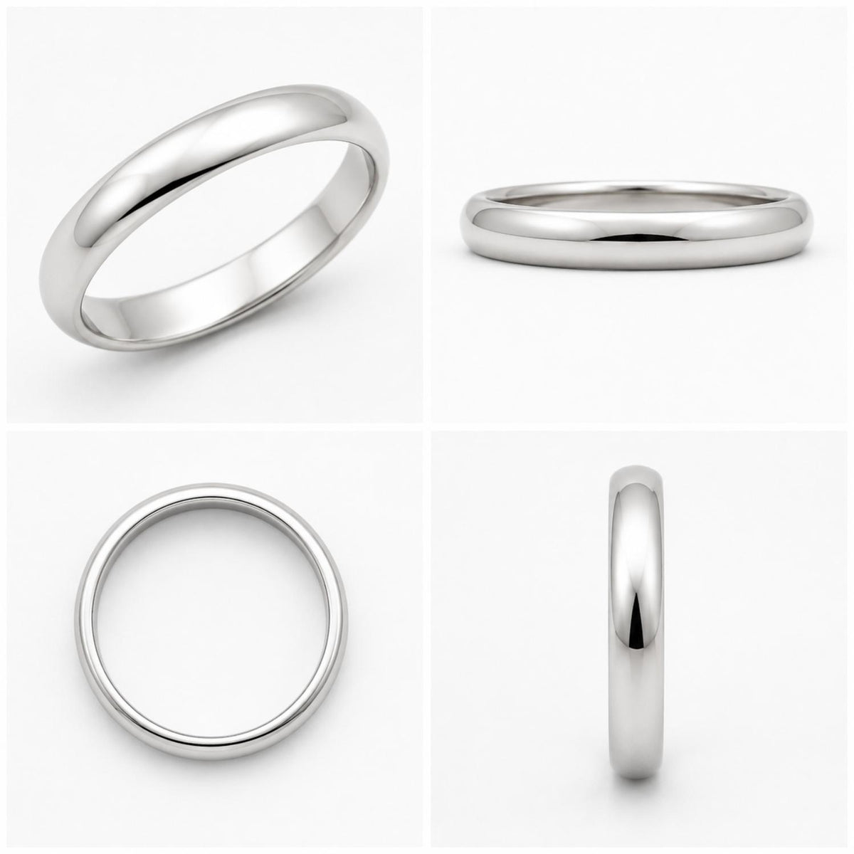 925 Sterling Silver Classic Smooth Plain Band Ring