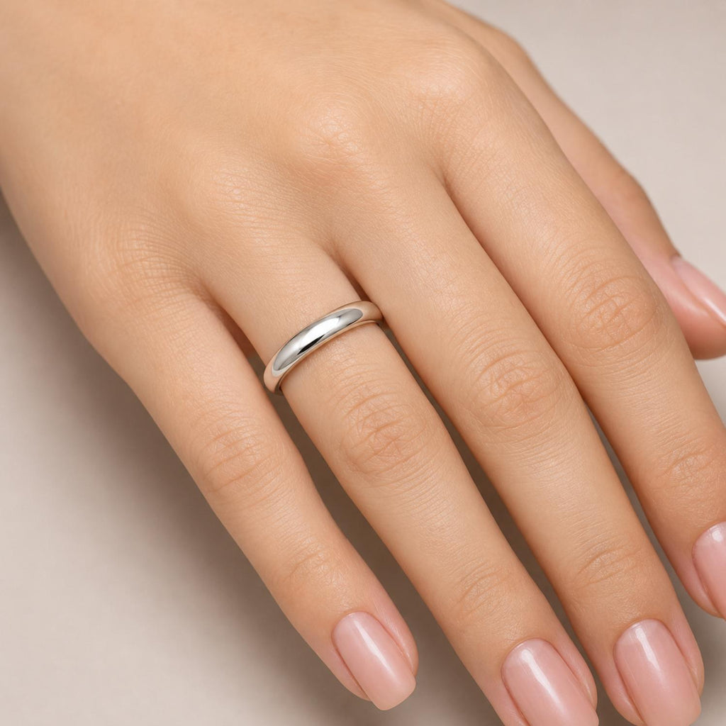 925 Sterling Silver Classic Smooth Plain Band Ring