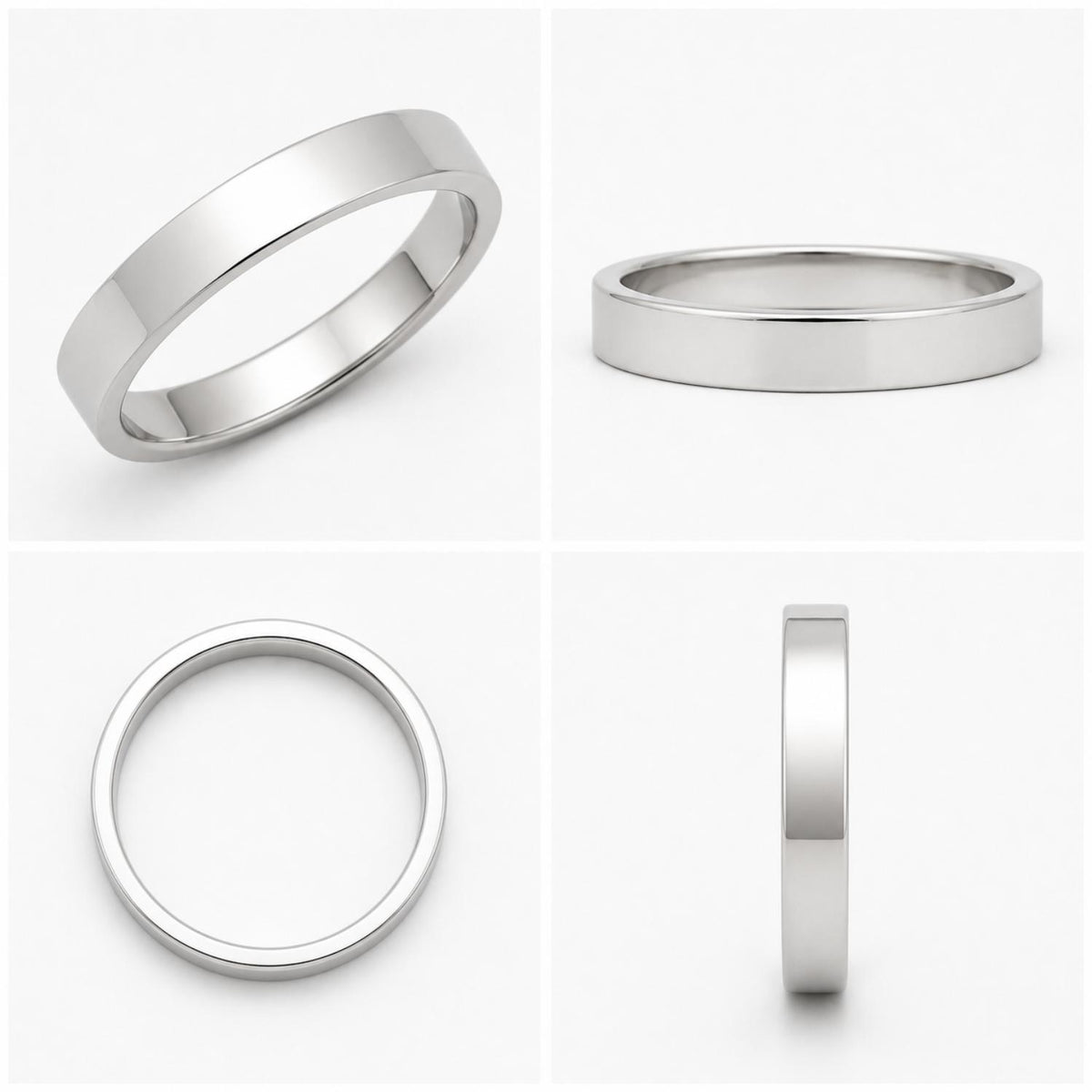 925 Sterling Silver Classic Wide Plain Band Ring