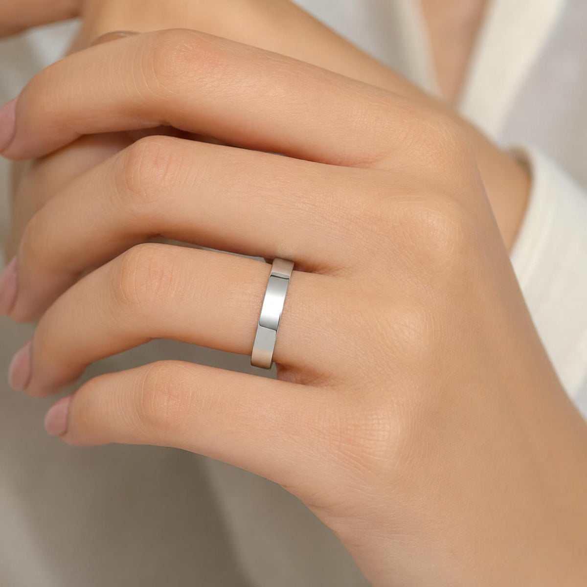 925 Sterling Silver Classic Wide Plain Band Ring