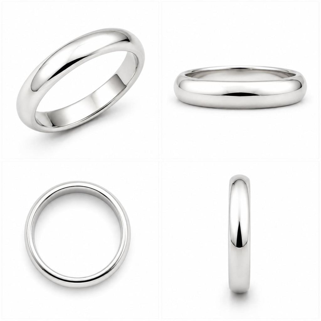 925 Sterling Silver Classic Rounded Domed Band Ring