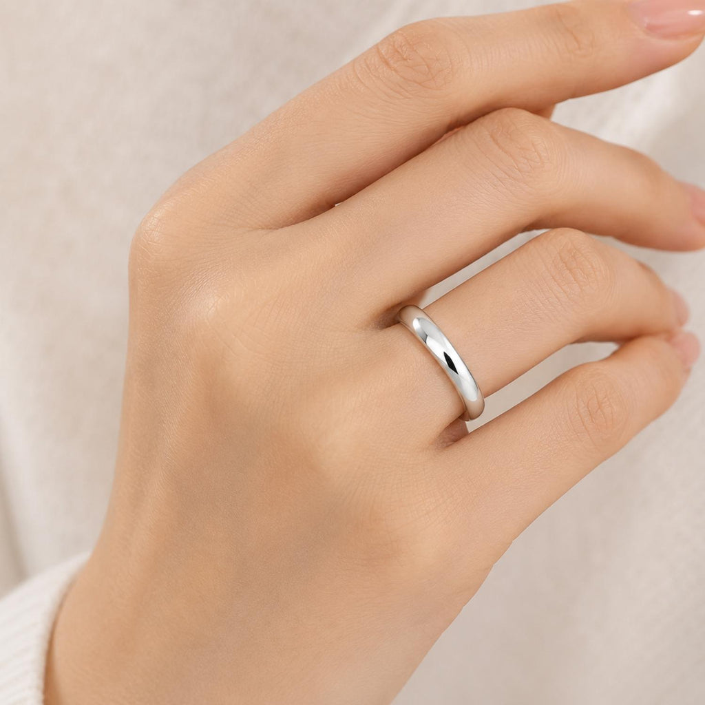 925 Sterling Silver Classic Rounded Domed Band Ring