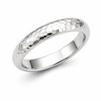 925 Sterling Silver Classic Textured Dome Hammered Band Ring