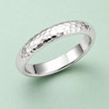 925 Sterling Silver Classic Textured Dome Hammered Band Ring