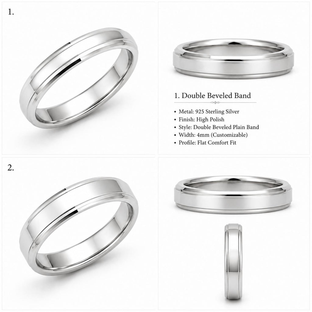 925 Sterling Silver Wide Band Ring with Double Edge Detail
