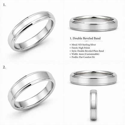 Wide Double Edge Band Ring – 925 Sterling Silver
