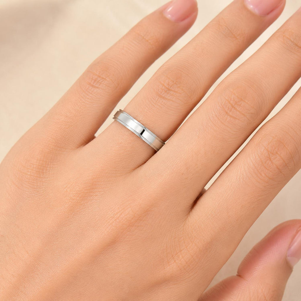 925 Sterling Silver Wide Band Ring with Double Edge Detail
