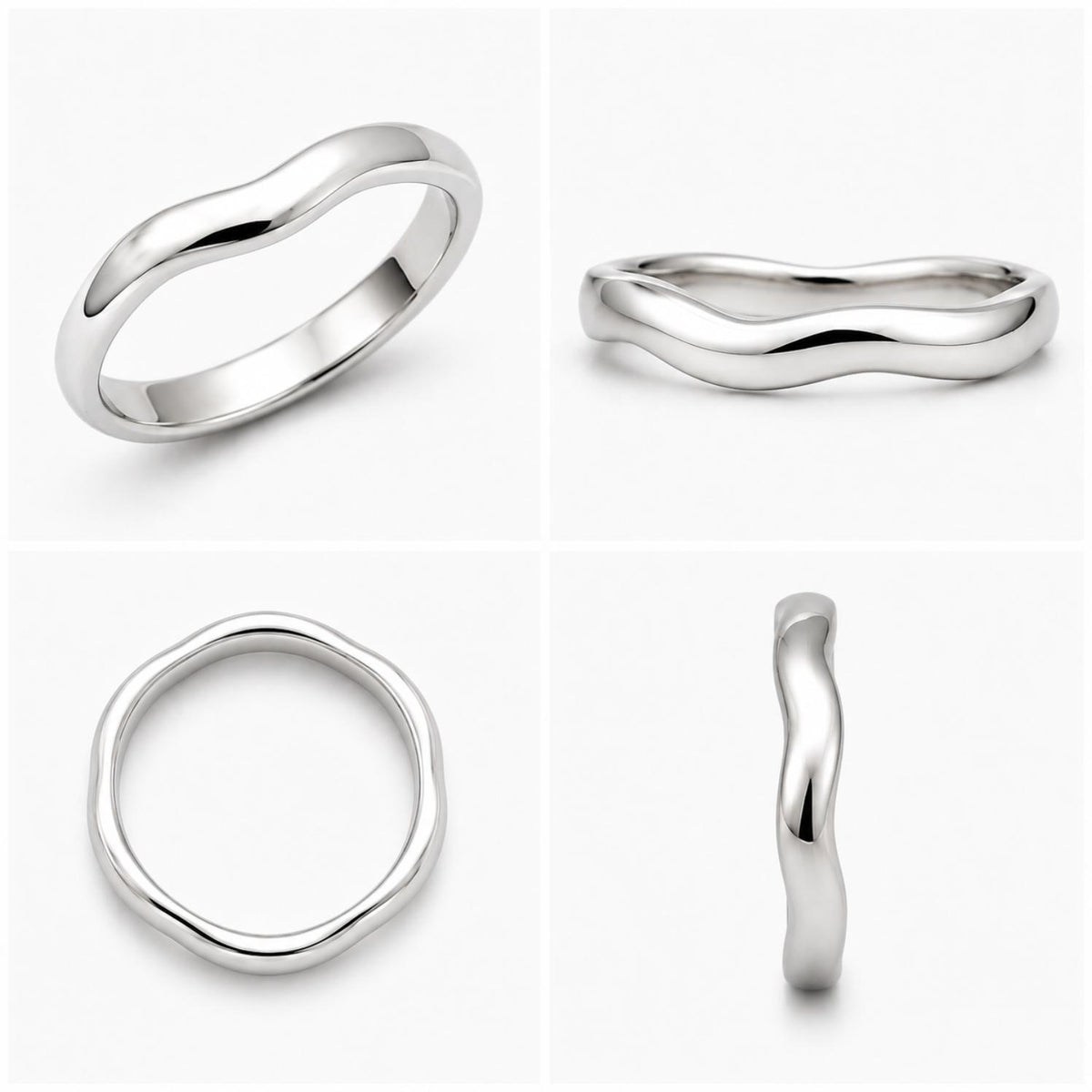 925 Sterling Silver Smooth Curved Wide Band Ring