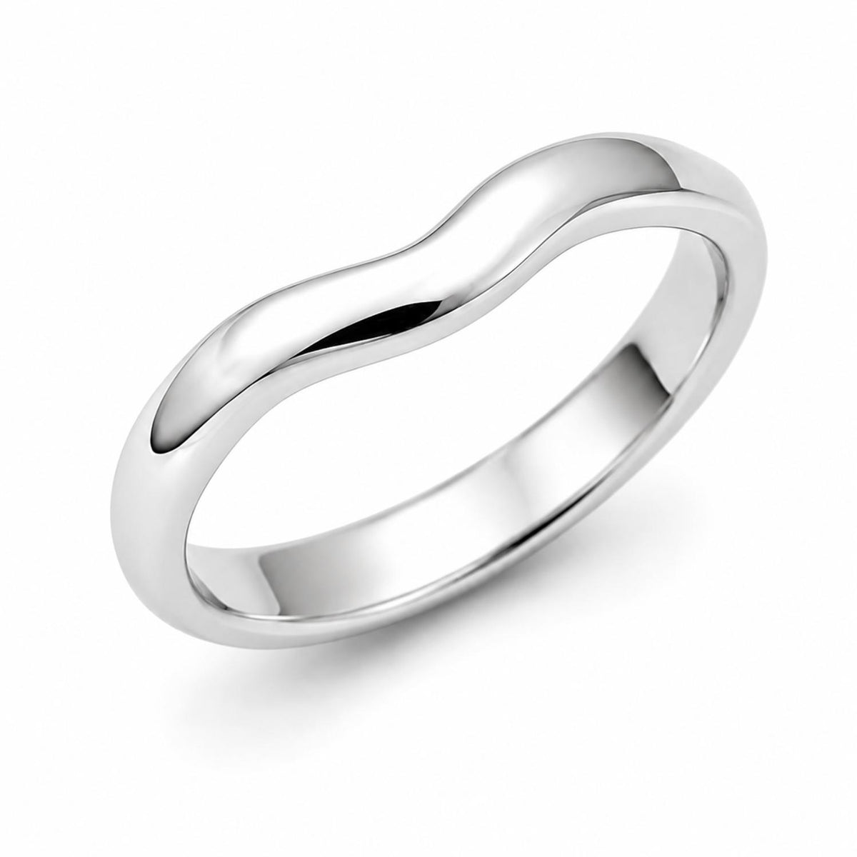 925 Sterling Silver Smooth Curved Wide Band Ring