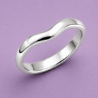 925 Sterling Silver Smooth Curved Wide Band Ring