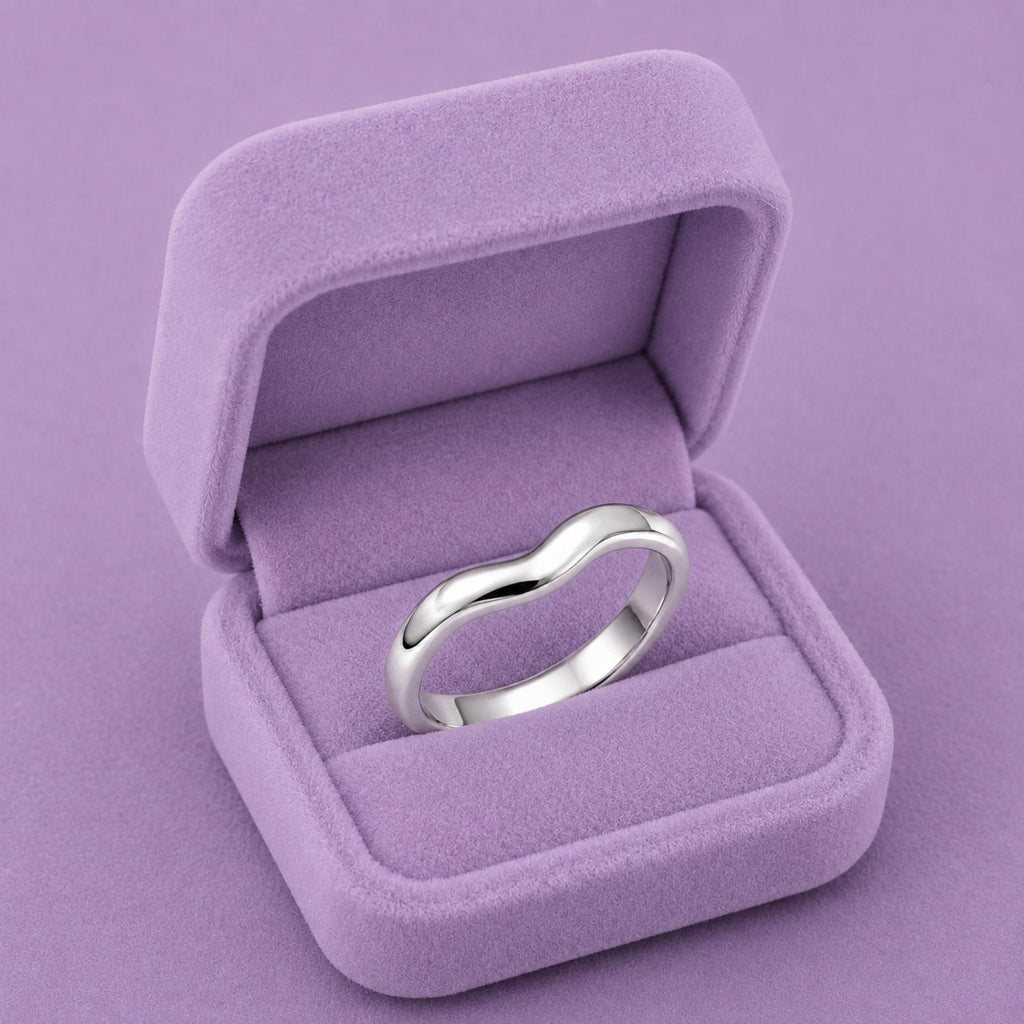 925 Sterling Silver Smooth Curved Wide Band Ring