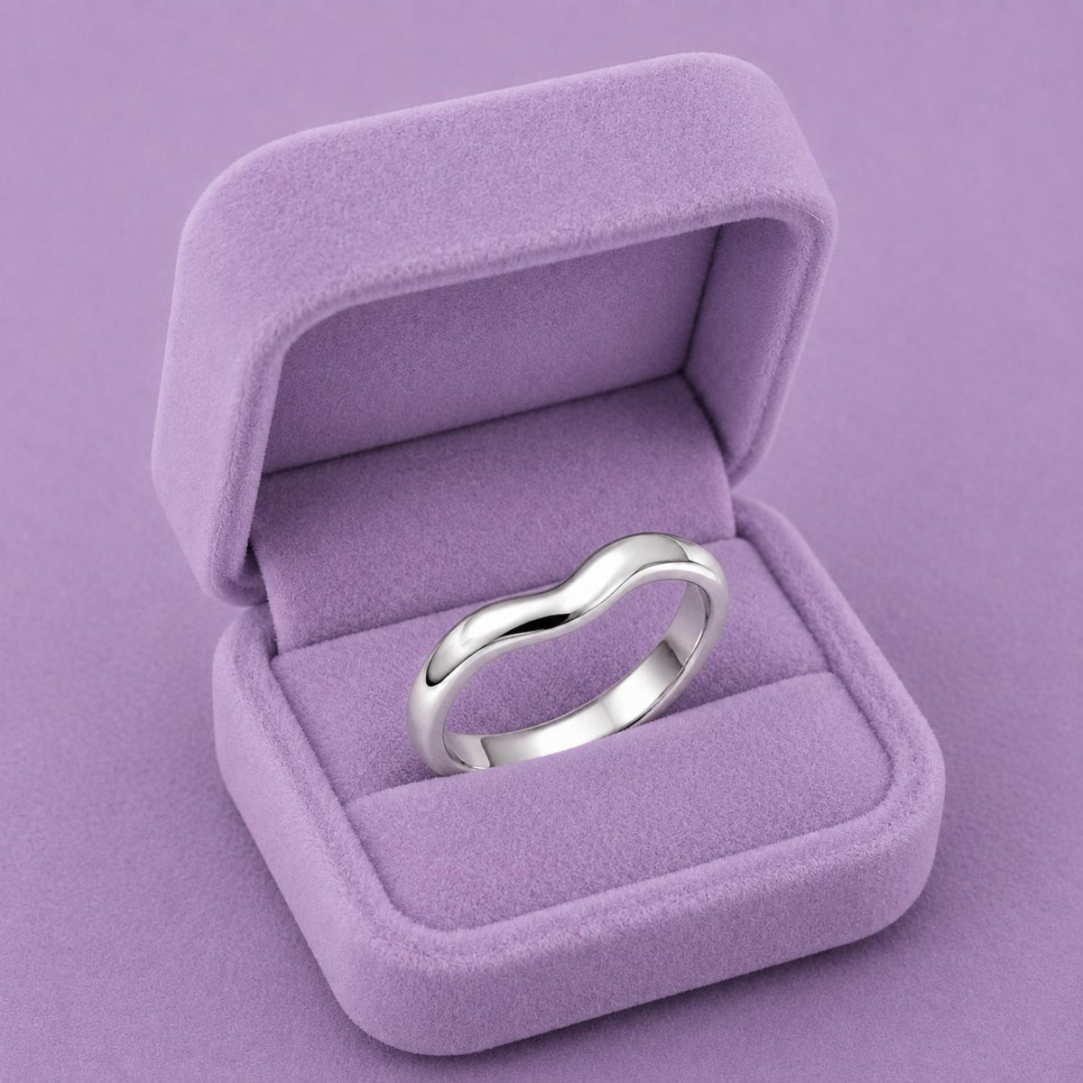 925 Sterling Silver Smooth Curved Wide Band Ring