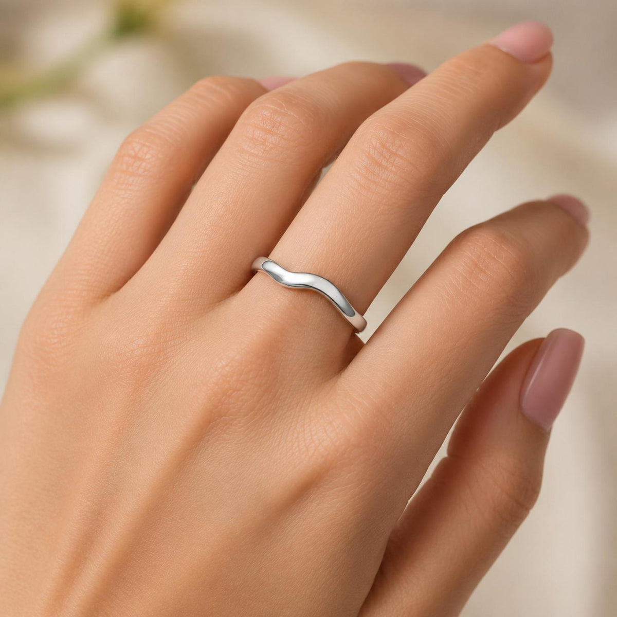 925 Sterling Silver Smooth Curved Wide Band Ring